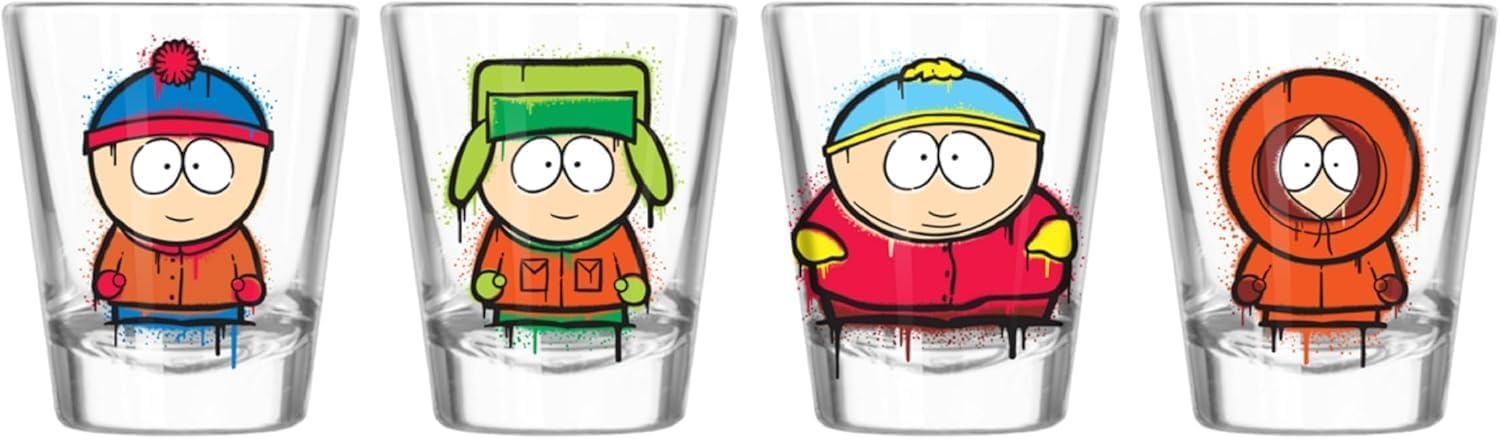 image:imageSilver Buffalo Rainbow Brite 4 Piece Mini Glass Set Featuring Starlite Twink Rainbow Brite and Puppy Brite 15 OuncesSouth Park