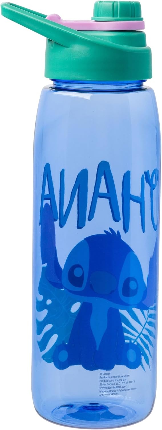 image:imageSilver Buffalo Rainbow Brite Sparkle Water Bottle with Screw Lid Featuring Rainbow Brite and Twink 28 OuncesCute Stitch Ohana