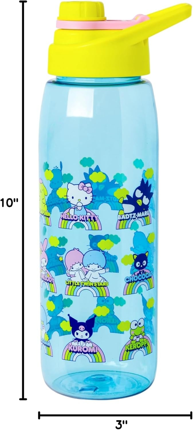 image:imageSilver Buffalo Rainbow Brite Sparkle Water Bottle with Screw Lid Featuring Rainbow Brite and Twink 28 OuncesHello Kitty and Friends Rainbow