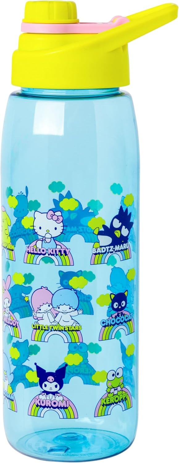image:imageSilver Buffalo Rainbow Brite Sparkle Water Bottle with Screw Lid Featuring Rainbow Brite and Twink 28 OuncesHello Kitty and Friends Rainbow