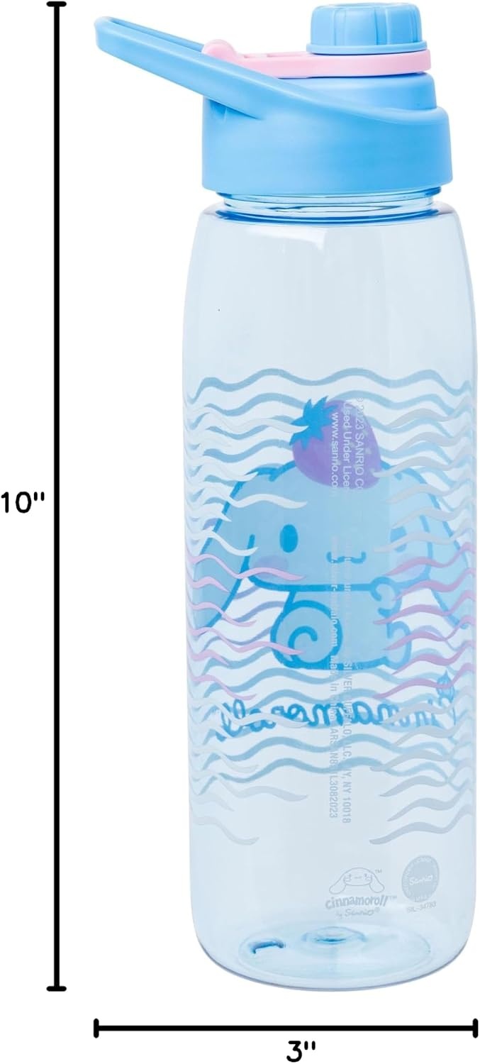 image:imageSilver Buffalo Rainbow Brite Sparkle Water Bottle with Screw Lid Featuring Rainbow Brite and Twink 28 OuncesSanrio Cinnamoroll