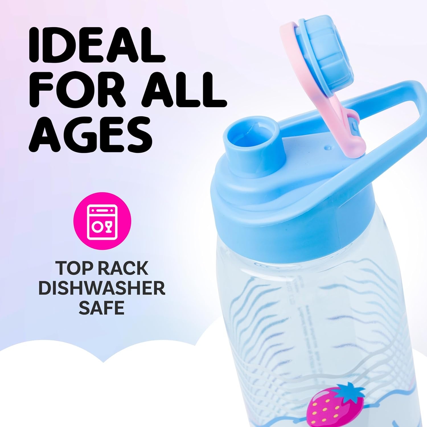 image:imageSilver Buffalo Rainbow Brite Sparkle Water Bottle with Screw Lid Featuring Rainbow Brite and Twink 28 OuncesSanrio Cinnamoroll