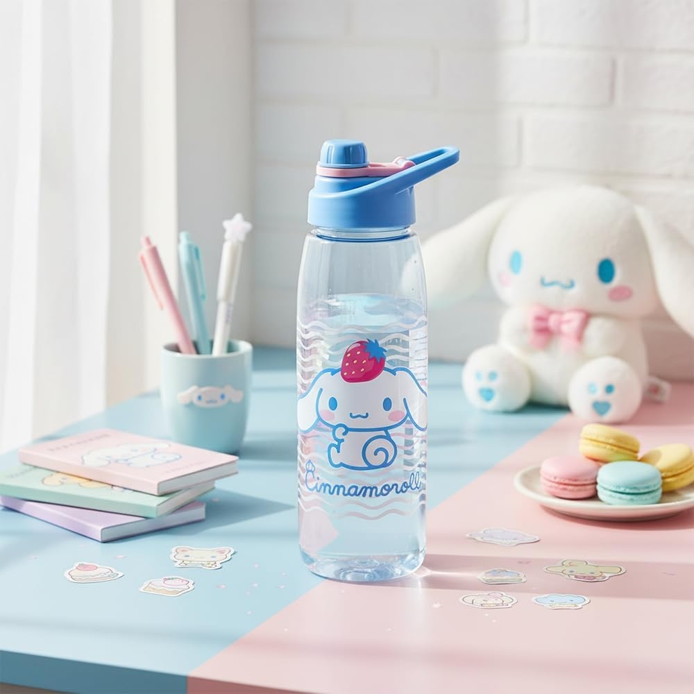 image:imageSilver Buffalo Rainbow Brite Sparkle Water Bottle with Screw Lid Featuring Rainbow Brite and Twink 28 OuncesSanrio Cinnamoroll