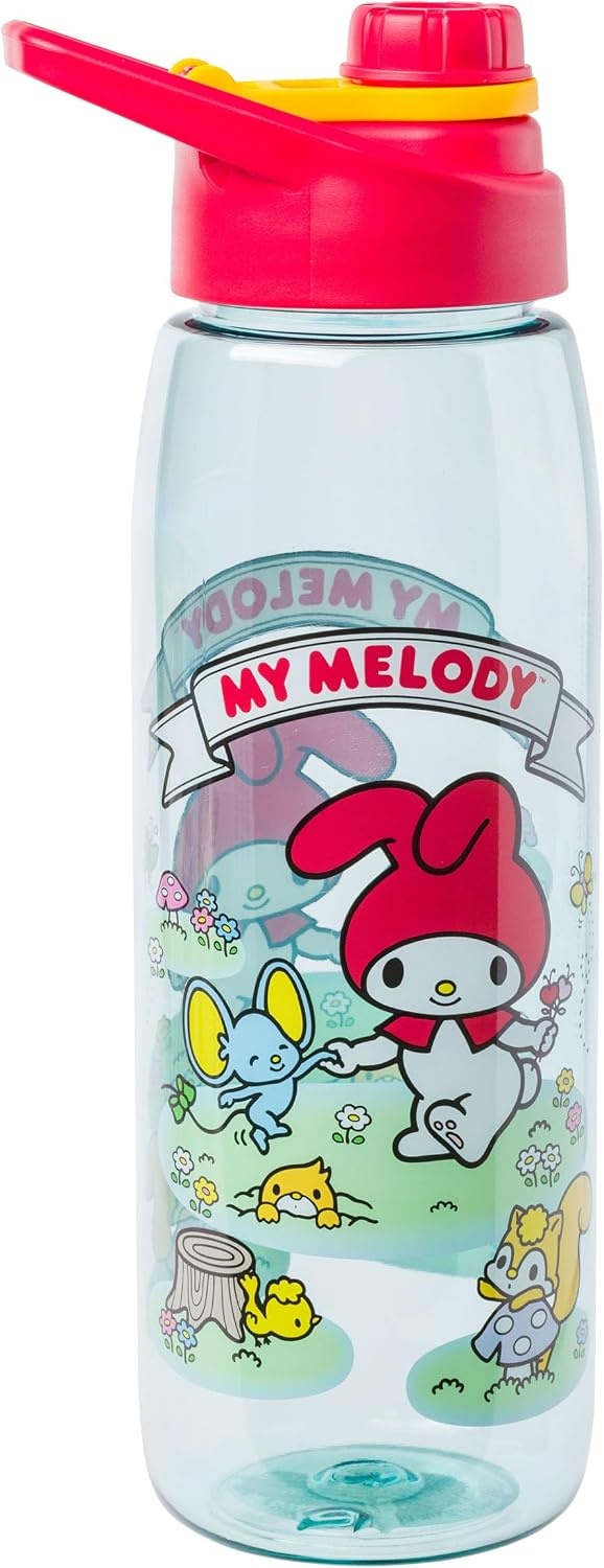 image:imageSilver Buffalo Rainbow Brite Sparkle Water Bottle with Screw Lid Featuring Rainbow Brite and Twink 28 OuncesSanrio My Melody in Meadow