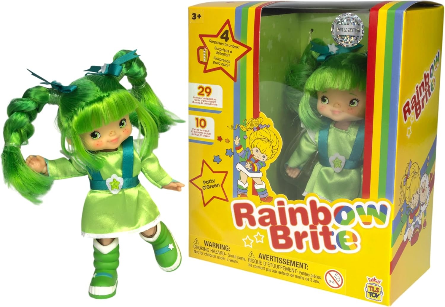 image:imageThe Loyal Subjects Rainbow Brite 55inch Tickled Pink Poseable Fashion Doll with 4 Surprise Reveal AccessoriesPatty OGreen
