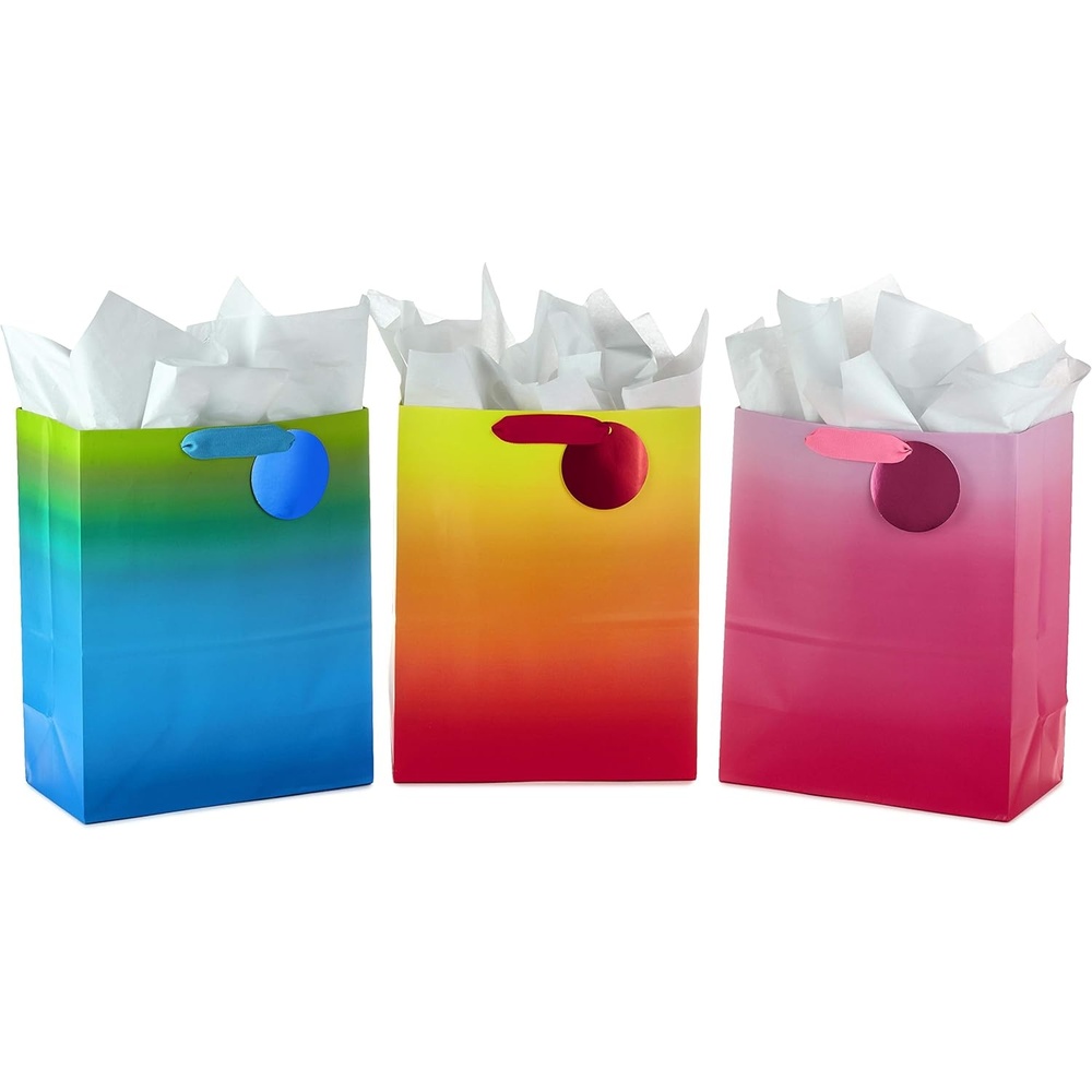 image:imageHallmark 13 Large Iridescent Gift Bags Assortment 3 Bags Rainbow Gradients  BlueGreen GoldSilver PurpleRed for Birthdays Graduations Bridal Showers Baby ShowersOmbre