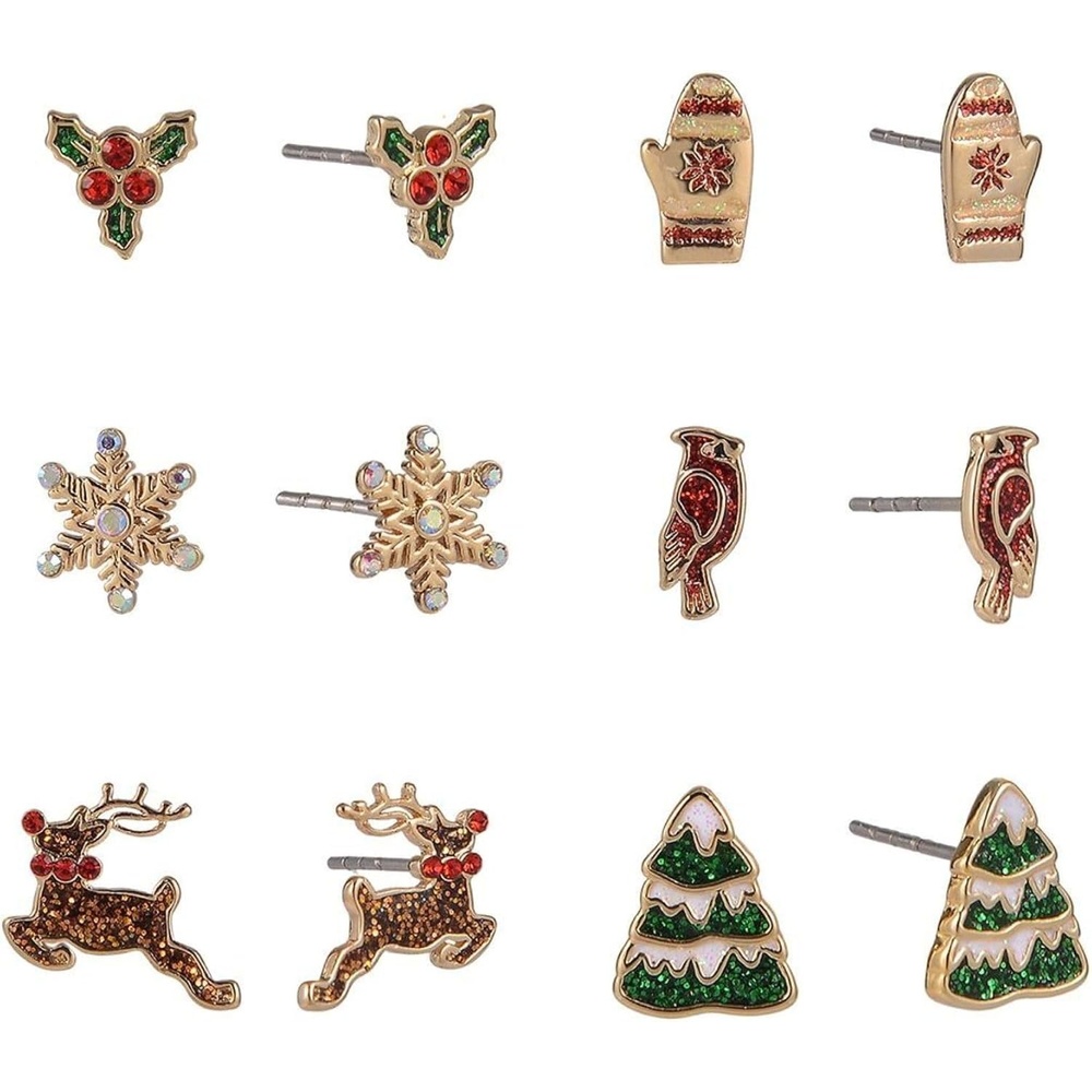 image:imageHallmark 6Pair Holiday Earring Set  Festive Studs for Every Celebration