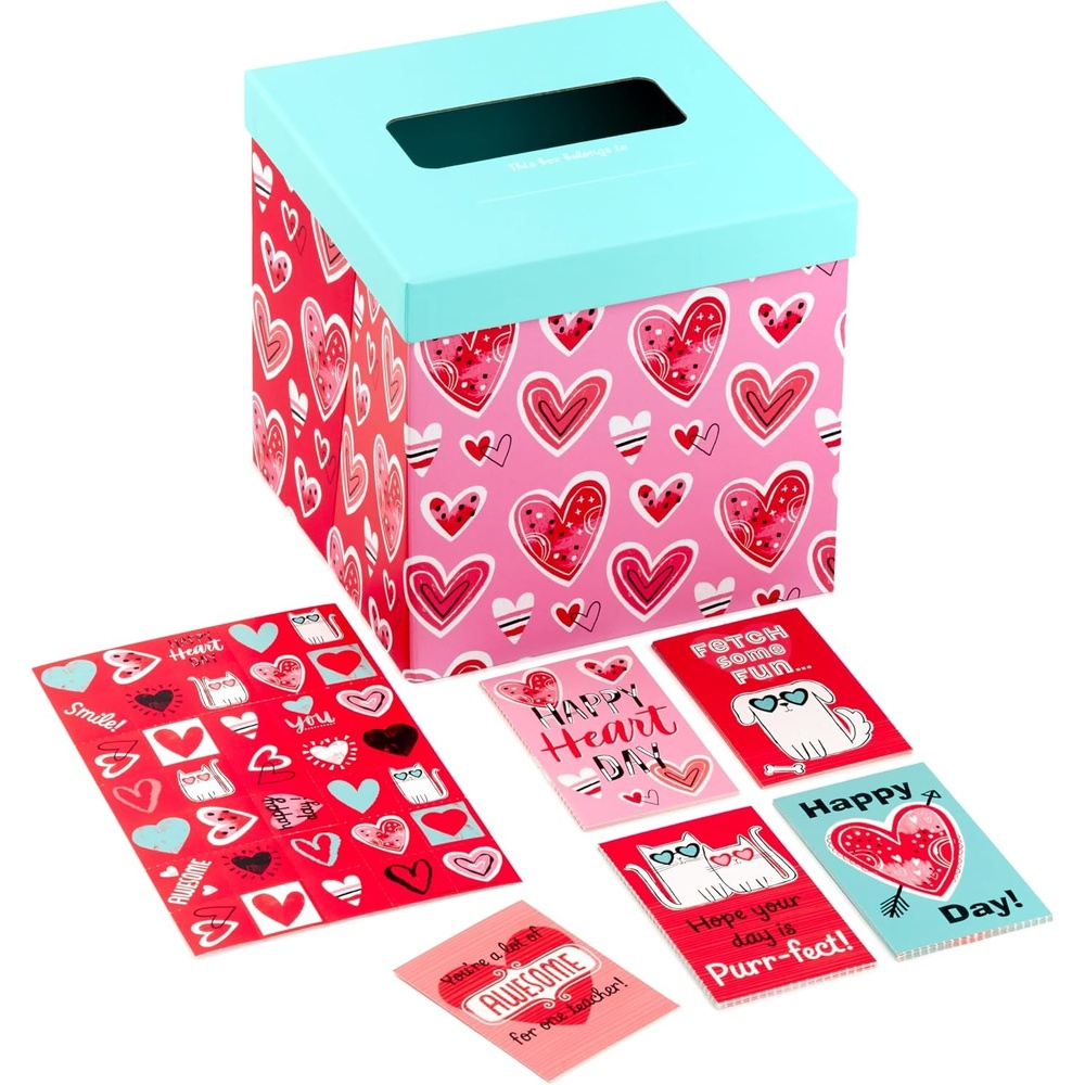 image:imageHallmark Barbie Valentines Day Cards and Mailbox for Kids School Classroom Exchange 1 Box 32 Valentine Cards 1 Teacher CardHeart Doodles
