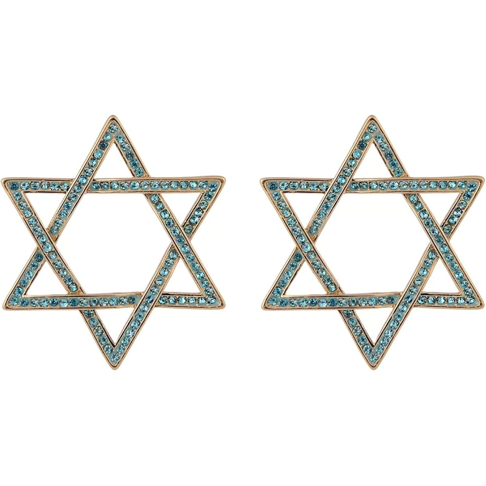 image:imageHallmark Blue Stone Star of David Hoop Earrings