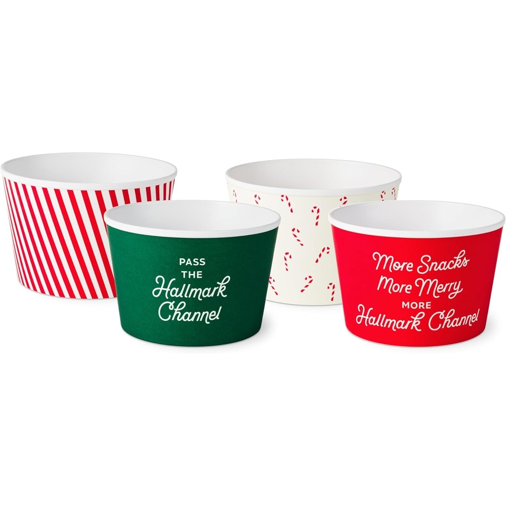 image:imageHallmark Channel Holiday MovieWatching Popcorn Snack Bowls Set of 4 for Christmas Parties Movie Nights Celebrations