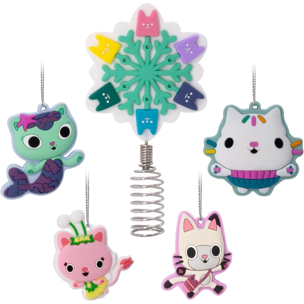 image:imageHallmark DreamWorks Animation Gabbys Dollhouse Mini Christmas Tree Topper and Ornaments Set of 5