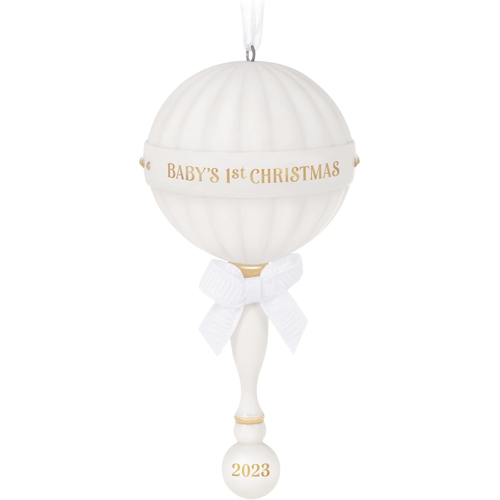 image:imageHallmark Keepsake Christmas Ornament 2024 Grow Wild Sweet Child Photo Frame Porcelain2023 Baby Rattle