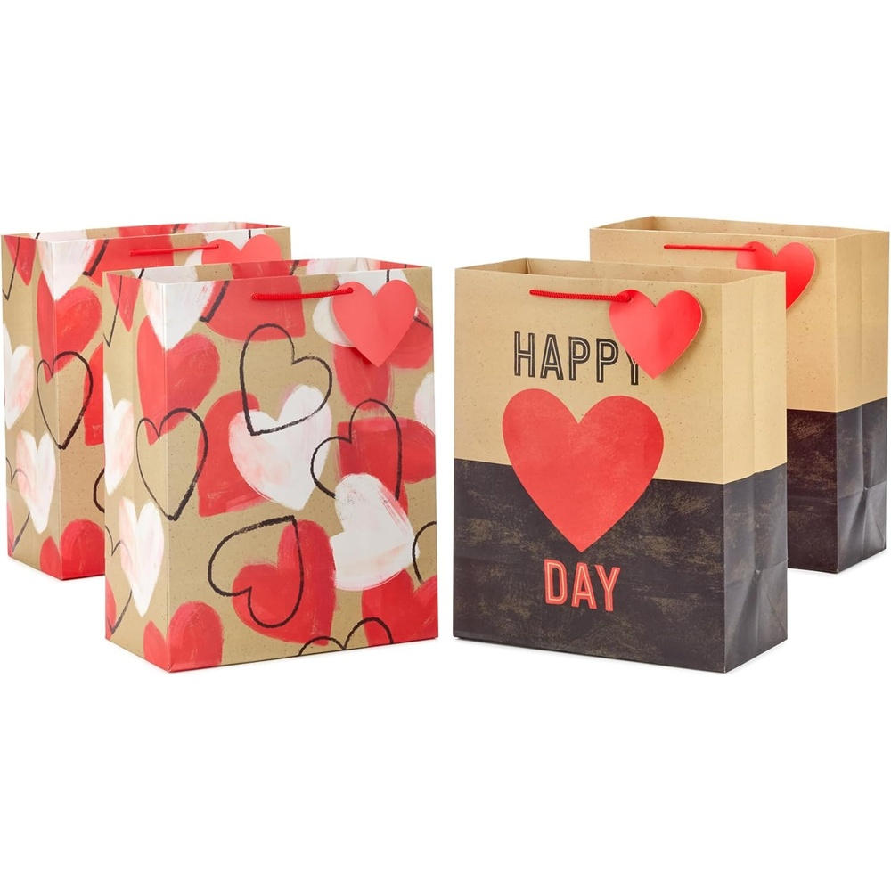 image:imageHallmark Mahogany Valentines Day 9 Medium Gift Bag Bundle 4 Bags Valentine Vibes Hearts Sweet on You for Friends Sisters Galentines Husband Wife1 count Pack of 4