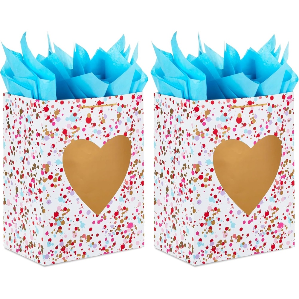 image:imageHallmark Mahogany Valentines Day 9 Medium Gift Bag Bundle 4 Bags Valentine Vibes Hearts Sweet on You for Friends Sisters Galentines Husband Wife5 sheet Pack of 2