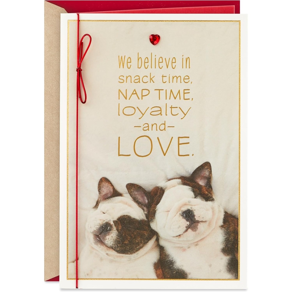 image:imageHallmark Mahogany Valentines Day Card for Husband Wife Boyfriend Girlfriend Real LoveSnuggling Dogs