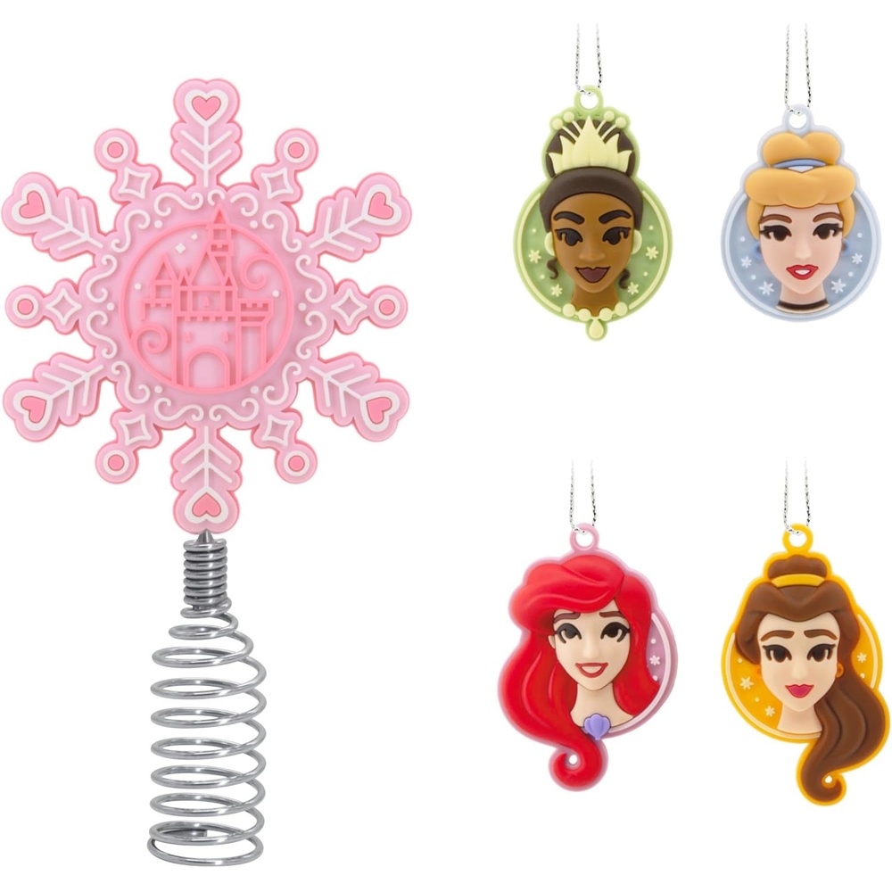 image:imageHallmark Mini Christmas Tree Topper and Ornaments Disney Princess Miniature Tree Topper and Ornaments Set of 5 Gifts for Disney Fans