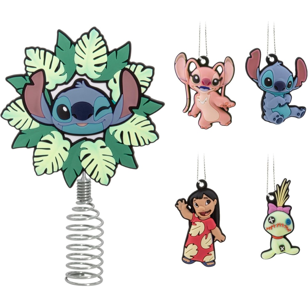 image:imageHallmark Mini Christmas Tree Topper and Ornaments Disney Stitch Miniature Tree Topper and Ornaments Set of 5 Gifts for Disney Fans