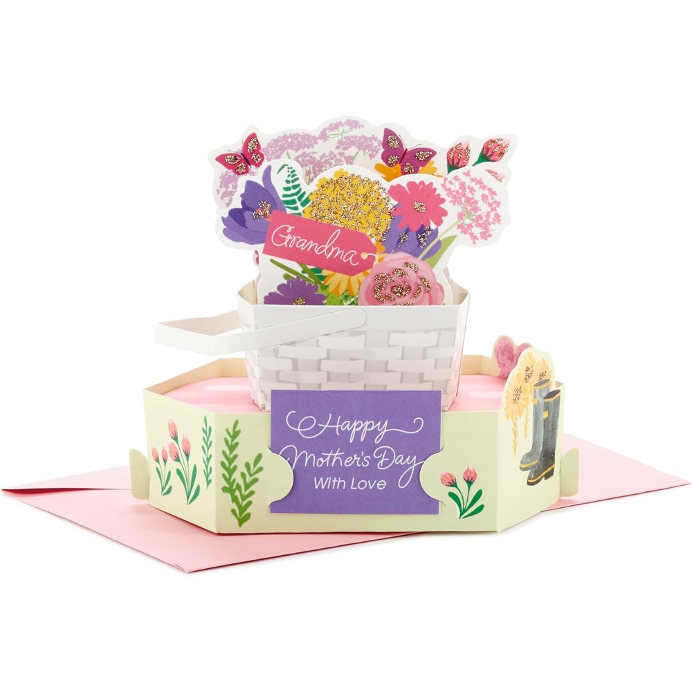 image:imageHallmark Mothers Day Pop Up Card for Grandma Displayable Basket of FlowersPop Up Basket of Flowers
