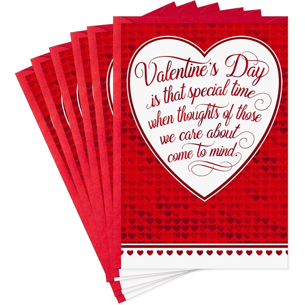 image:imageHallmark Pack of Valentines Day Cards Red Hearts 6 Valentines Day Cards with EnvelopesRed Hearts  Elegant Lettering