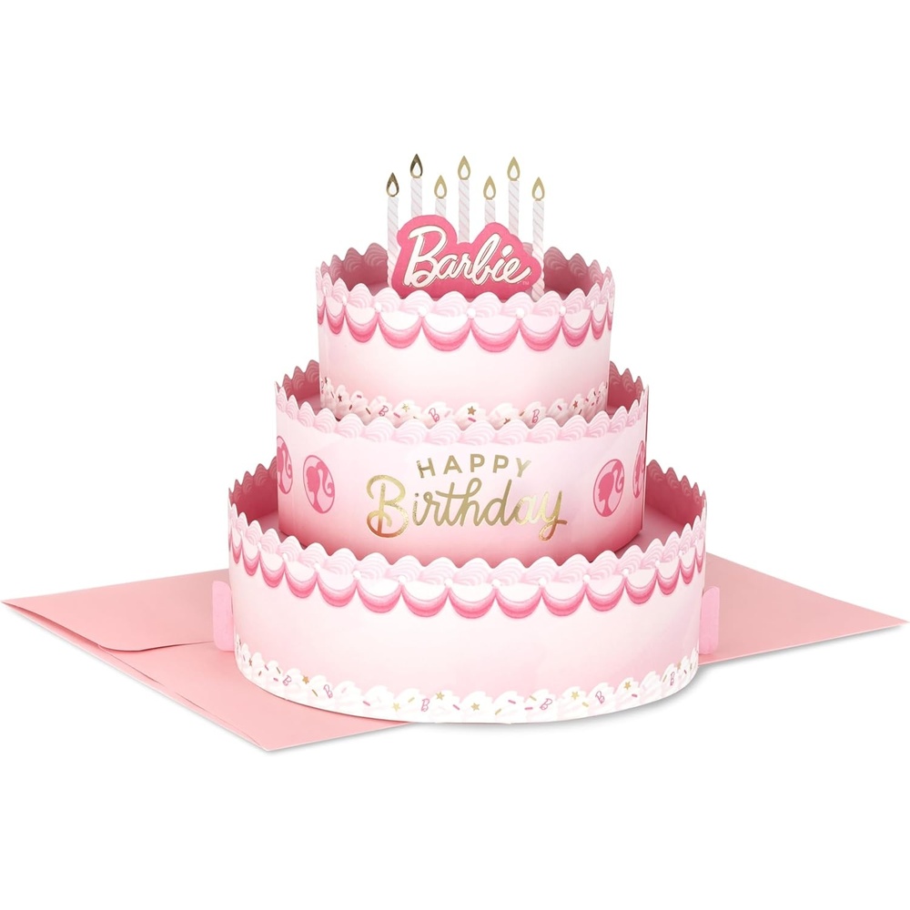 image:imageHallmark Paper Wonder Barbie PopUp Card Pink Birthday Cake for Kids Grandchildren Fans
