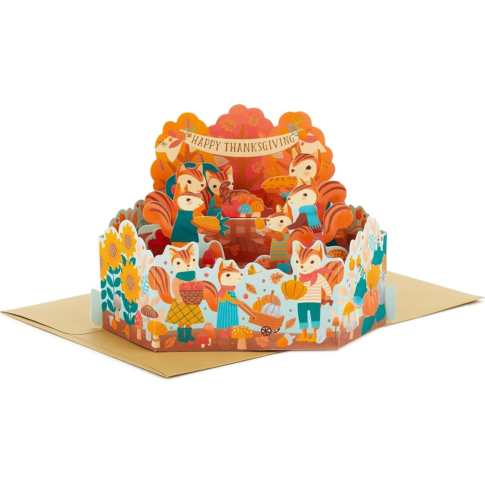 image:imageHallmark Paper Wonder Displayable Pop Up Thanksgiving Card Woodland FeastPop Up  Woodland Feast