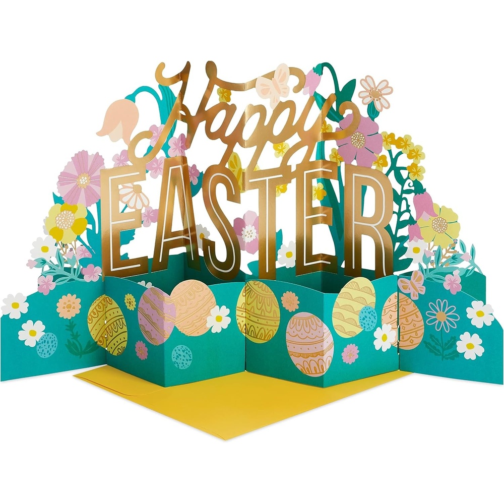 image:imageHallmark Paper Wonder Jumbo Mothers Day Card Accordion Fold Flowers Centerpiece Table DecorationJumbo Pop Up Card  Easter Eggs and Flowers