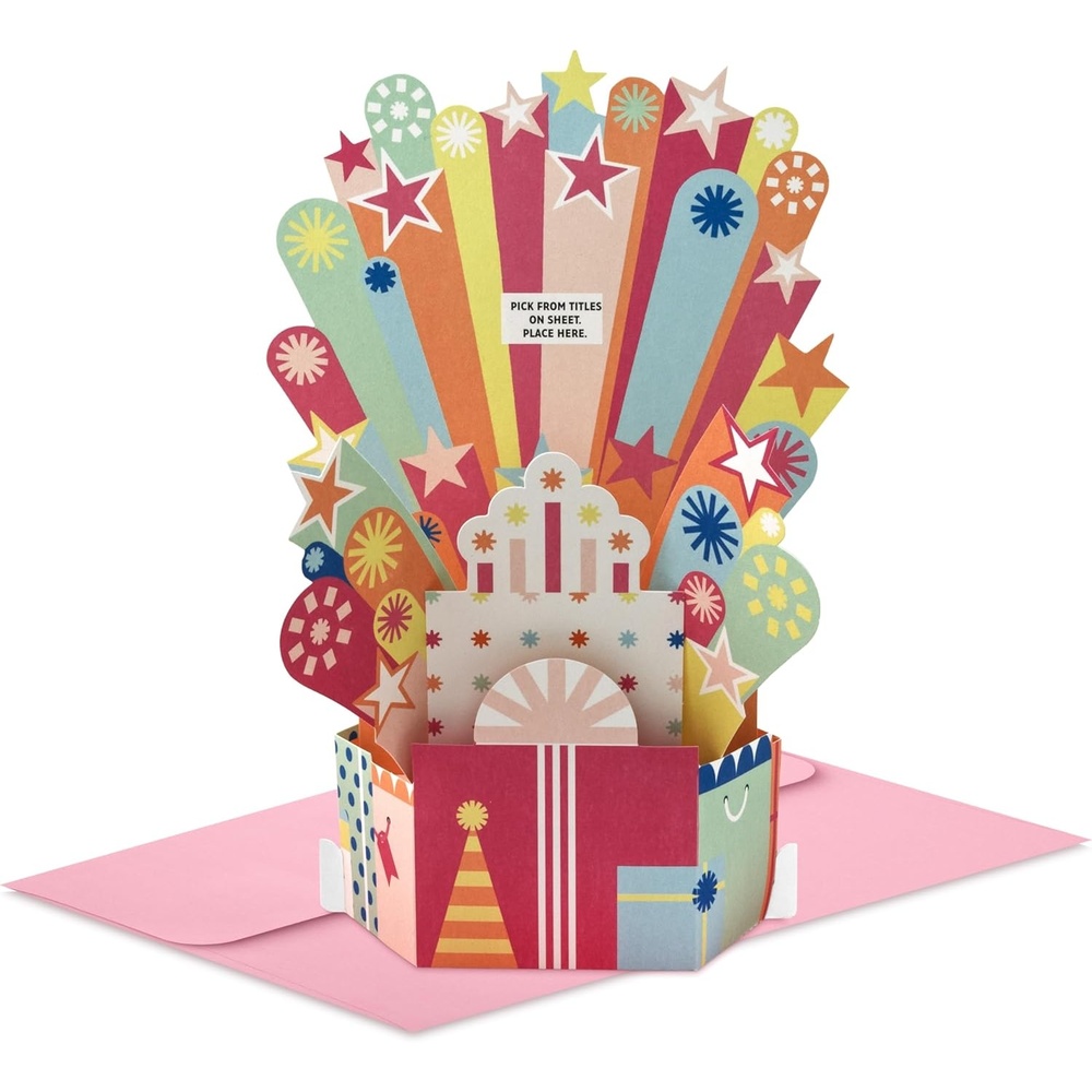 image:imageHallmark Paper Wonder PickaTitle Customizable PopUp Birthday Card for Him Blue Green Orange Stars for Brother Nephew Godson GreatGrandsonPink  Green  Orange Stars