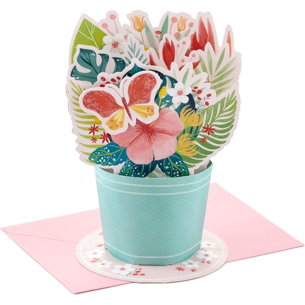 image:imageHallmark Paper Wonder Pop Up Card 3D Tropical Flower Bouquet for Spring Graduation Administrative Professionals Day Nurses Appreciation BirthdayPop Up  Displayable Bouquet