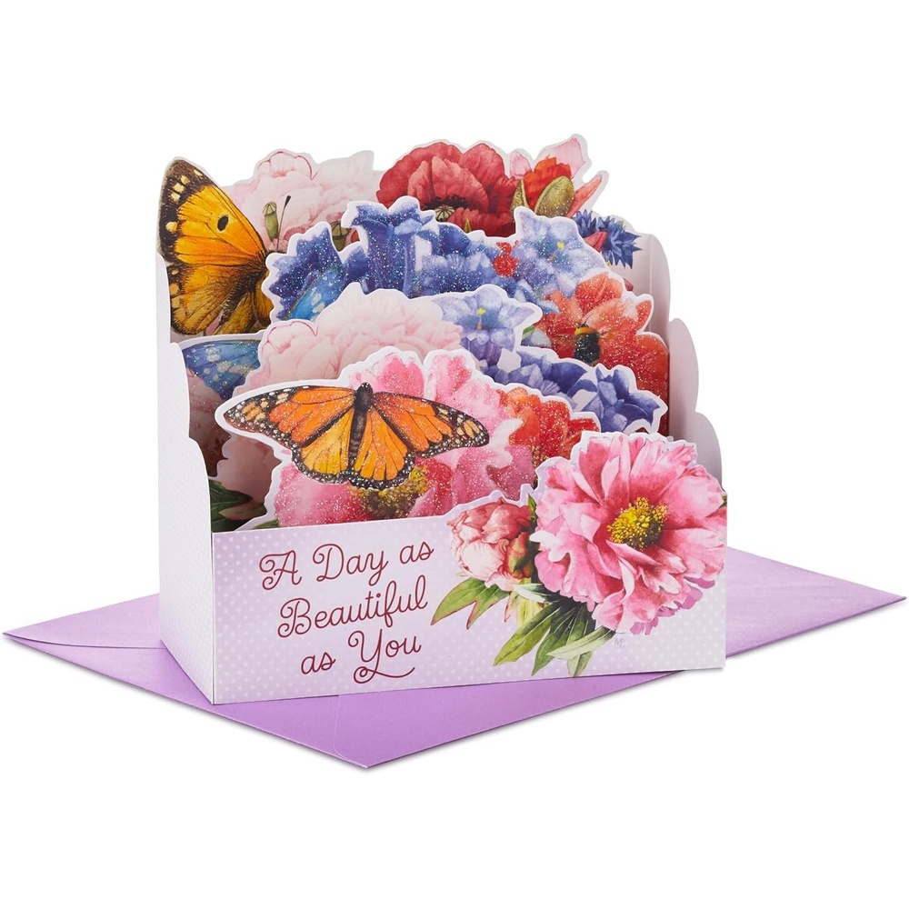 image:imageHallmark Paper Wonder Pop Up Card for Women Paper Pop Up Flowers for Birthdays Thinking of You Anniversary Thank You or Any OccasionButterfly and Flowers