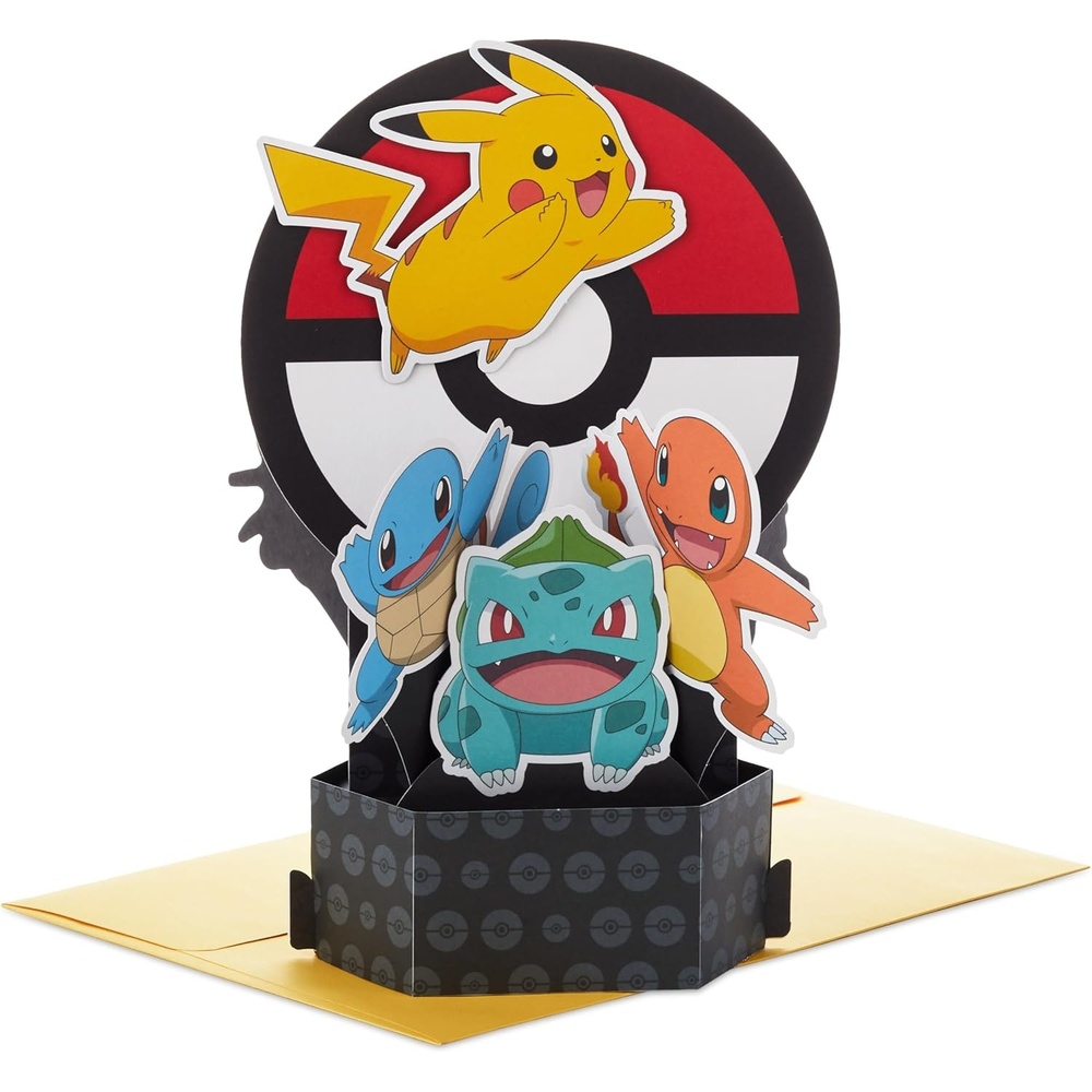 image:imageHallmark Pokmon Pop Up Birthday Card for Kids 3D Pikachu Charmander Squirtle Bulbasaur for Birthday Boy Son Grandson Nephew