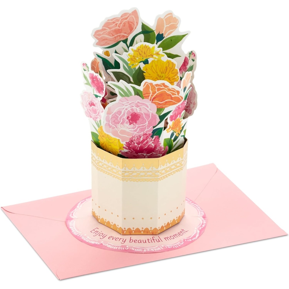 image:imageHallmark Pop Up Mothers Day Card Flower Bouquet in Gold Vase Paper Wonder 3D Card for Mom Grandma Sister Aunt FriendPop Up Bouquet in Gold Vase  For Mothers Day