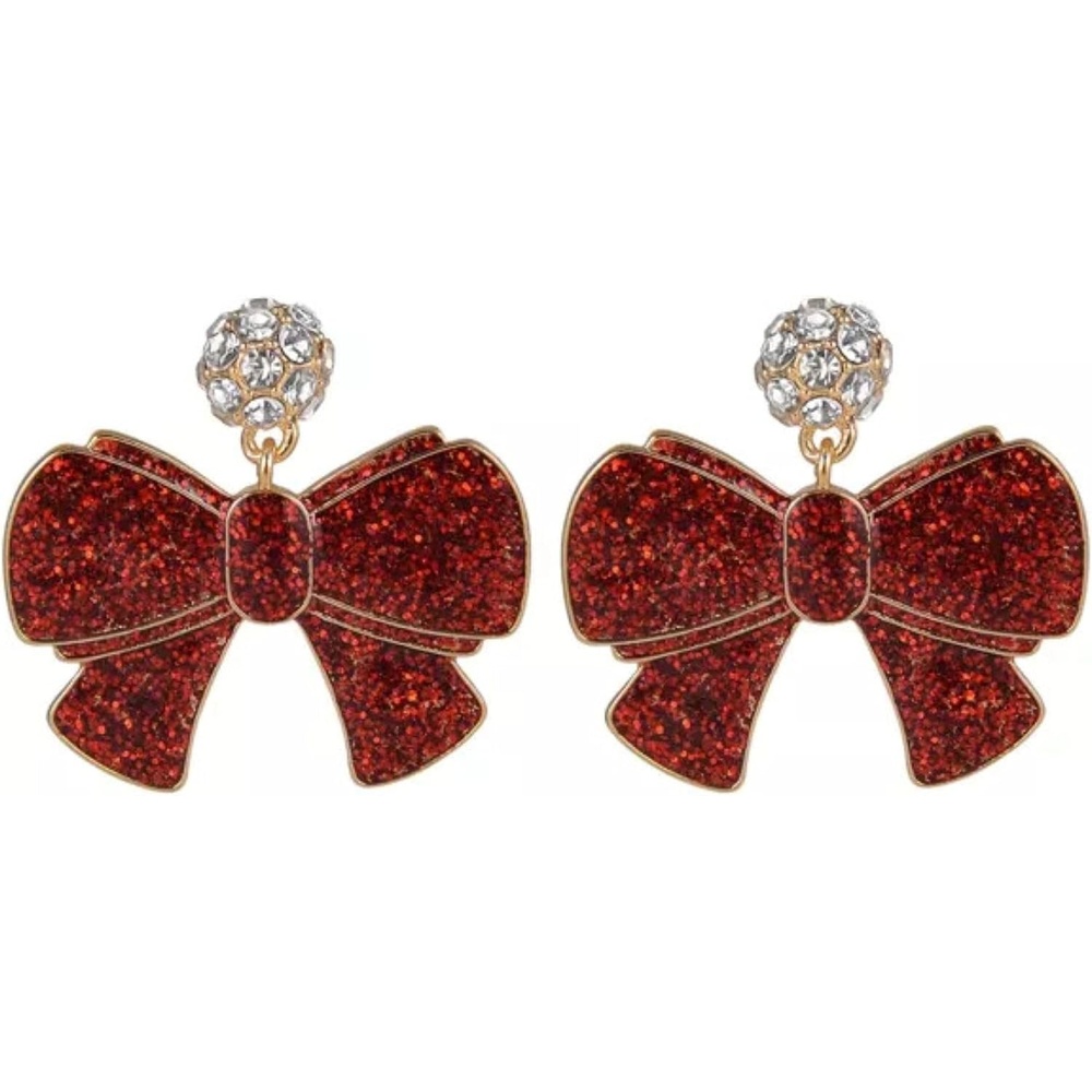 image:imageHallmark Red Glitter Bow Earrings