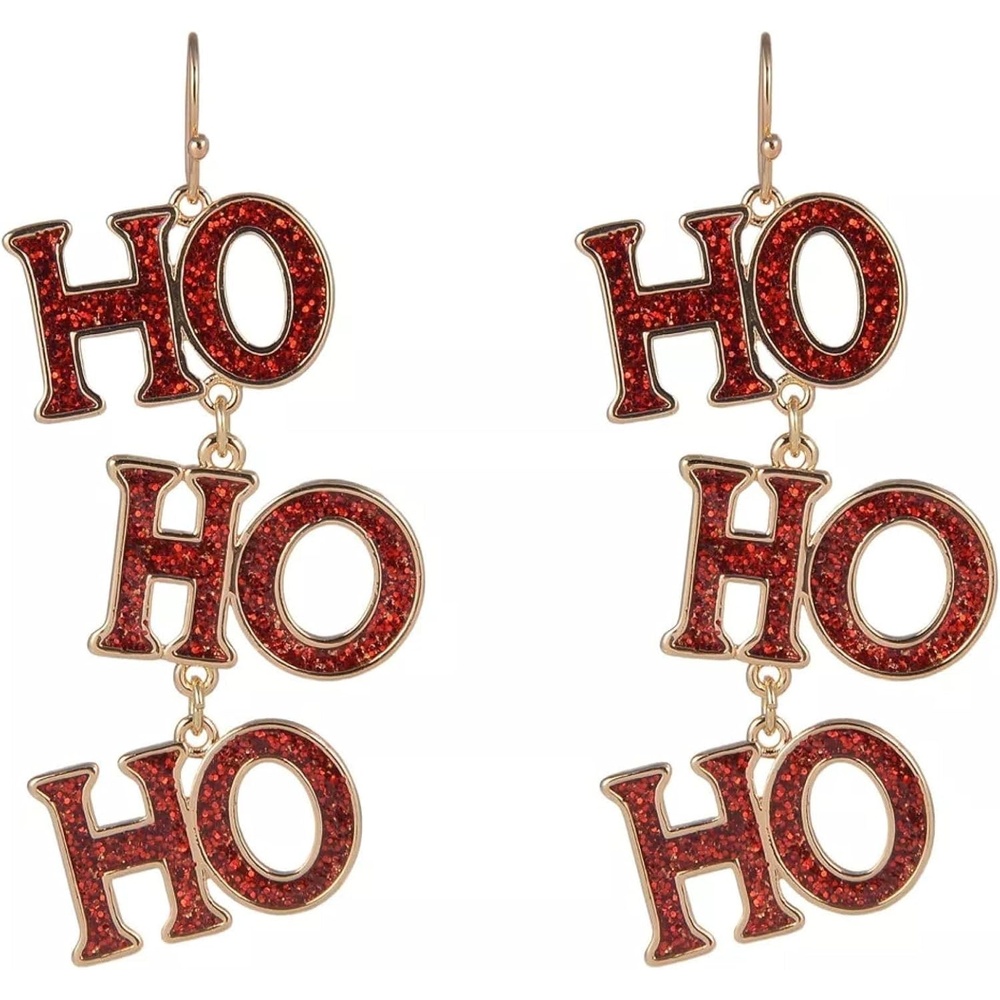image:imageHallmark Red Glitter Enamel Ho Ho Ho Earrings