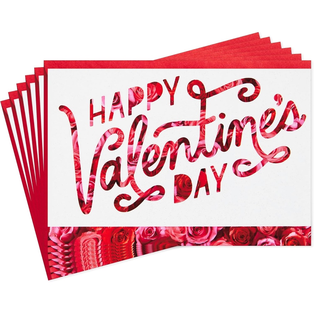 image:imageHallmark Religious Valentines Day Cards Assortment Blessed 6 Valentines Day Cards with EnvelopesRoses Lettering  6 Cards with Envelopes