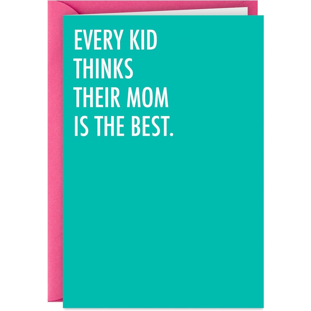 image:imageHallmark Shoebox Funny Mothers Day Card for Mom Those Kids are Dumb Minimalist Teal with White LetteringThose Kids Are Dumb