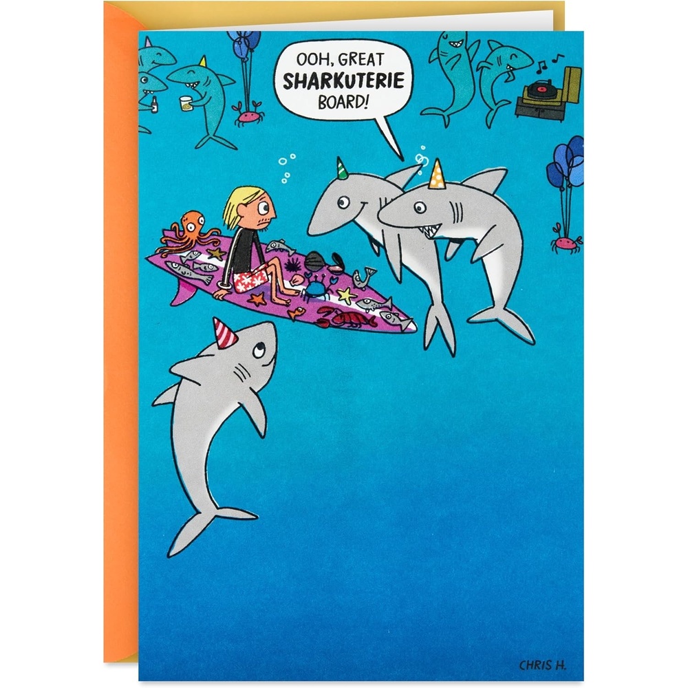 image:imageHallmark Shoebox Funny Shark Birthday Card Sharkuterie Board for Friends Coworkers SurfersSharkuterie Board