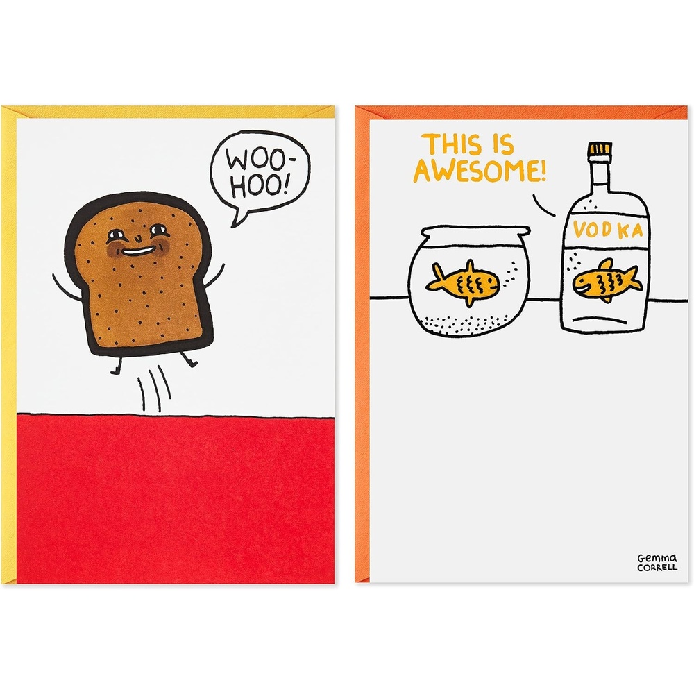 image:imageHallmark Shoebox Pack of 2 Funny Birthday Cards Toast and Goldfish