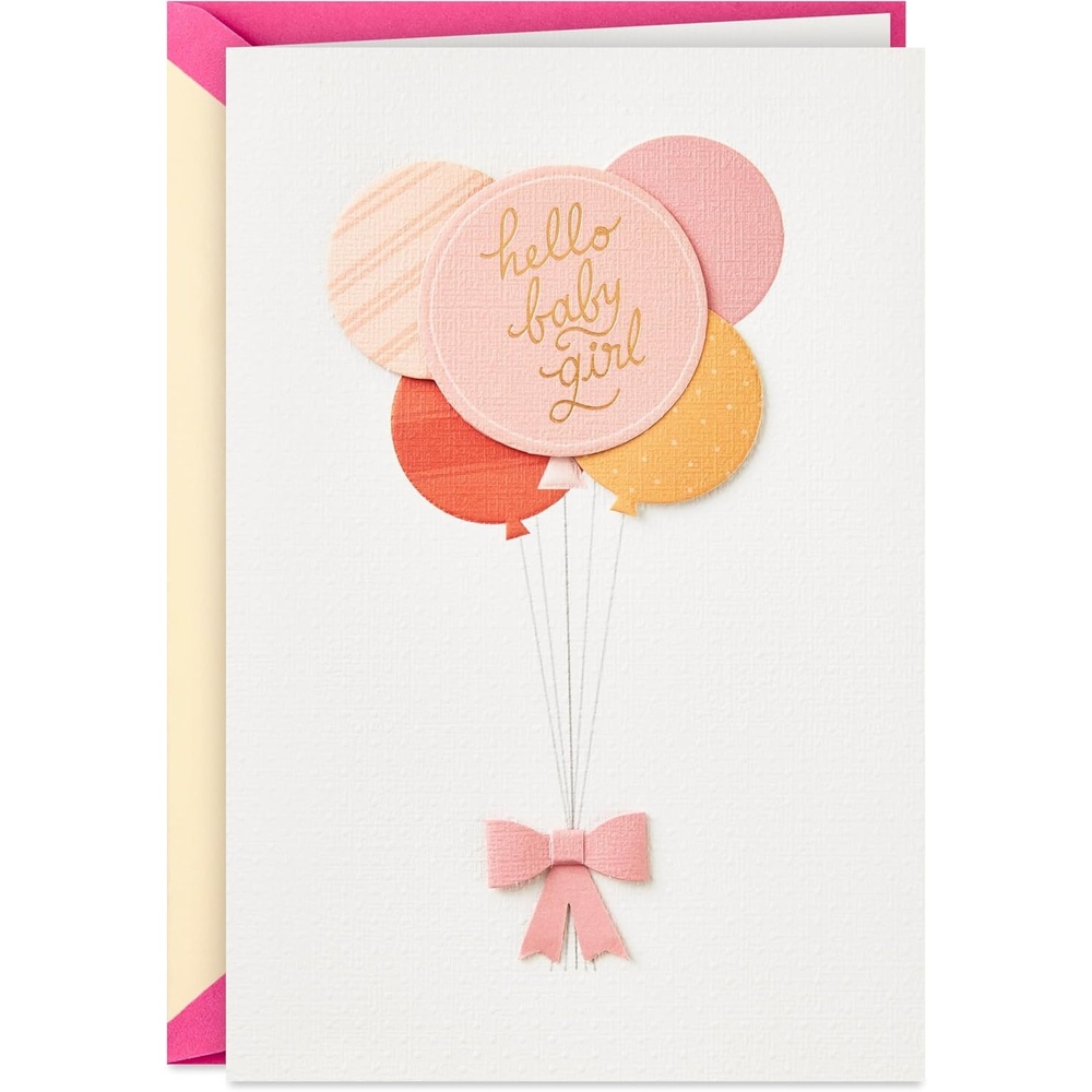 image:imageHallmark Signature Baby Shower Card for Girl Balloons Welcome New Baby Girl CongratulationsBalloons