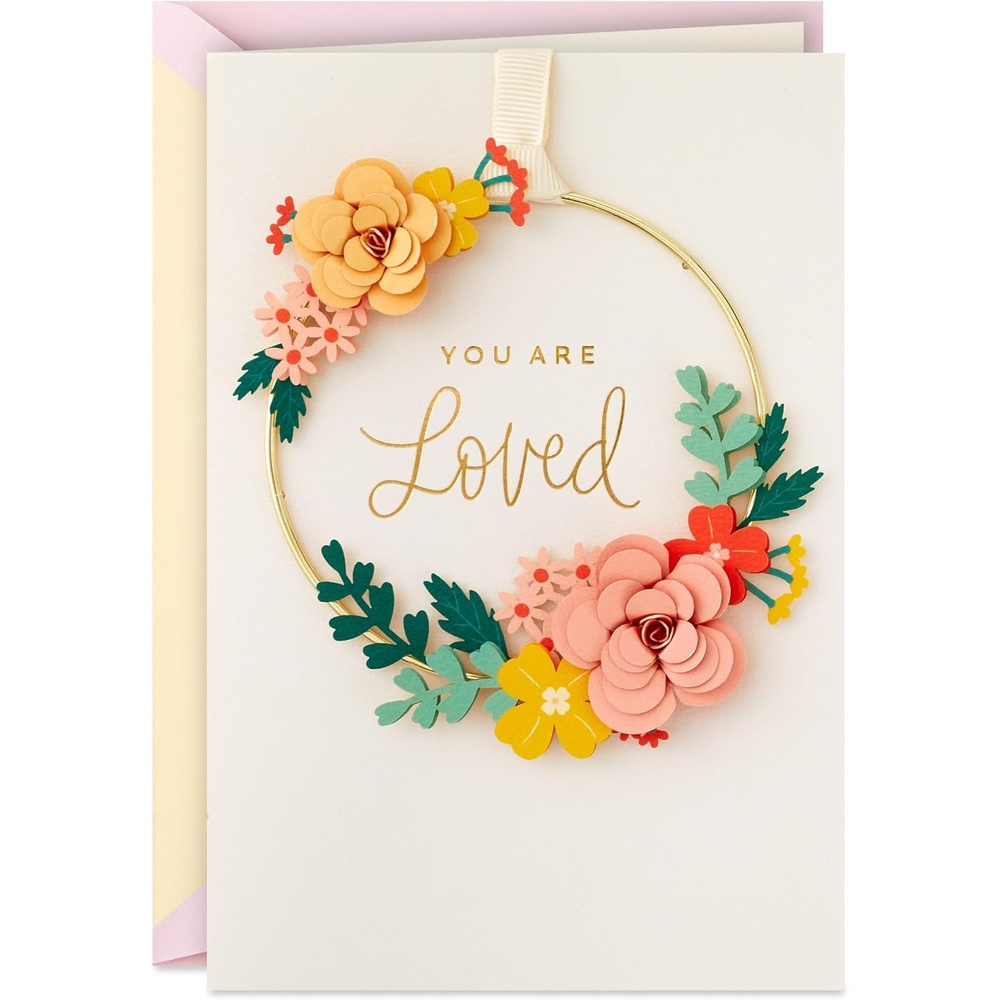 image:imageHallmark Signature Mothers Day Card Removable Floral Wreath for Friendship Birthday Valentines DayPink and Peach