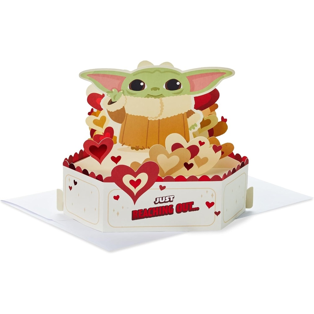 image:imageHallmark Star Wars Valentines Day Pop Up Card Baby Yoda Paper Wonder Card for Anniversary Romantic Birthday Love May the 4thYoda Pop Up  Reaching Out
