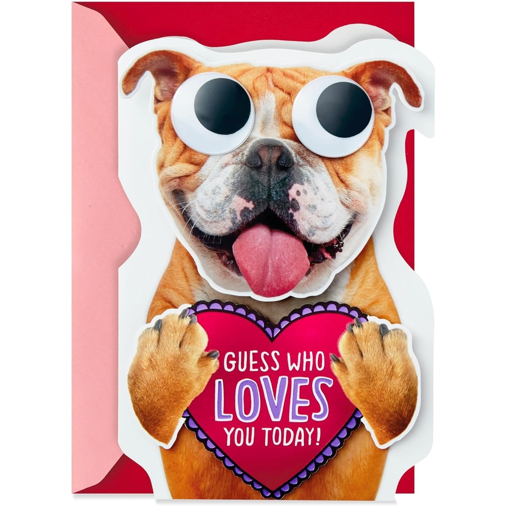 image:imageHallmark Valentines Day Card Love Laughter HappinessDog with Googly Eyes  Valentines Card