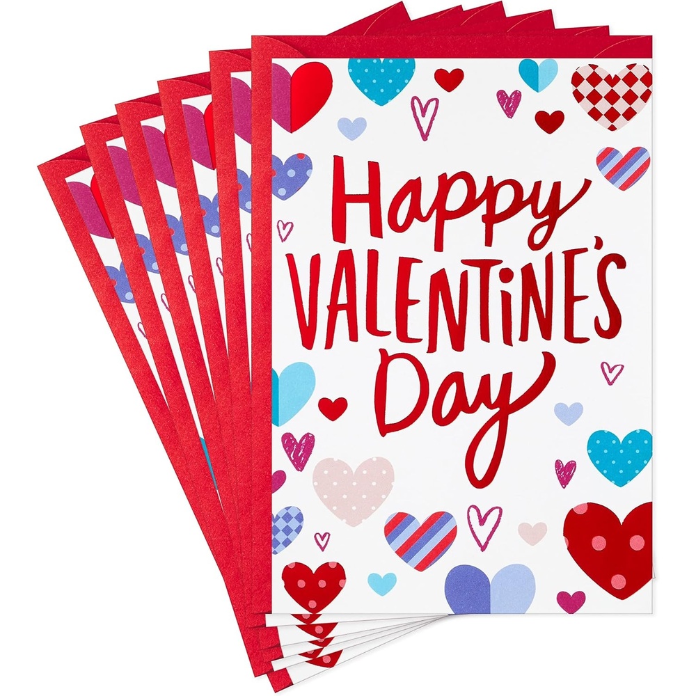 image:imageHallmark Valentines Day Cards Happy Heart Day Pack of 6 Cards with EnvelopesPatterned Hearts