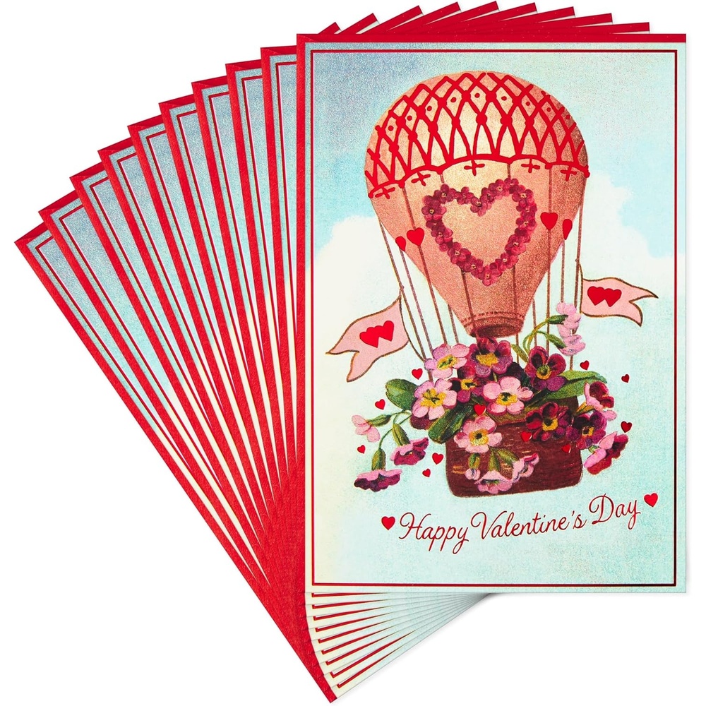 image:imageHallmark Valentines Day Cards Pack Heart 6 Valentine Cards with EnvelopesVintage Hot Air Balloon  10 Cards with Envelopes