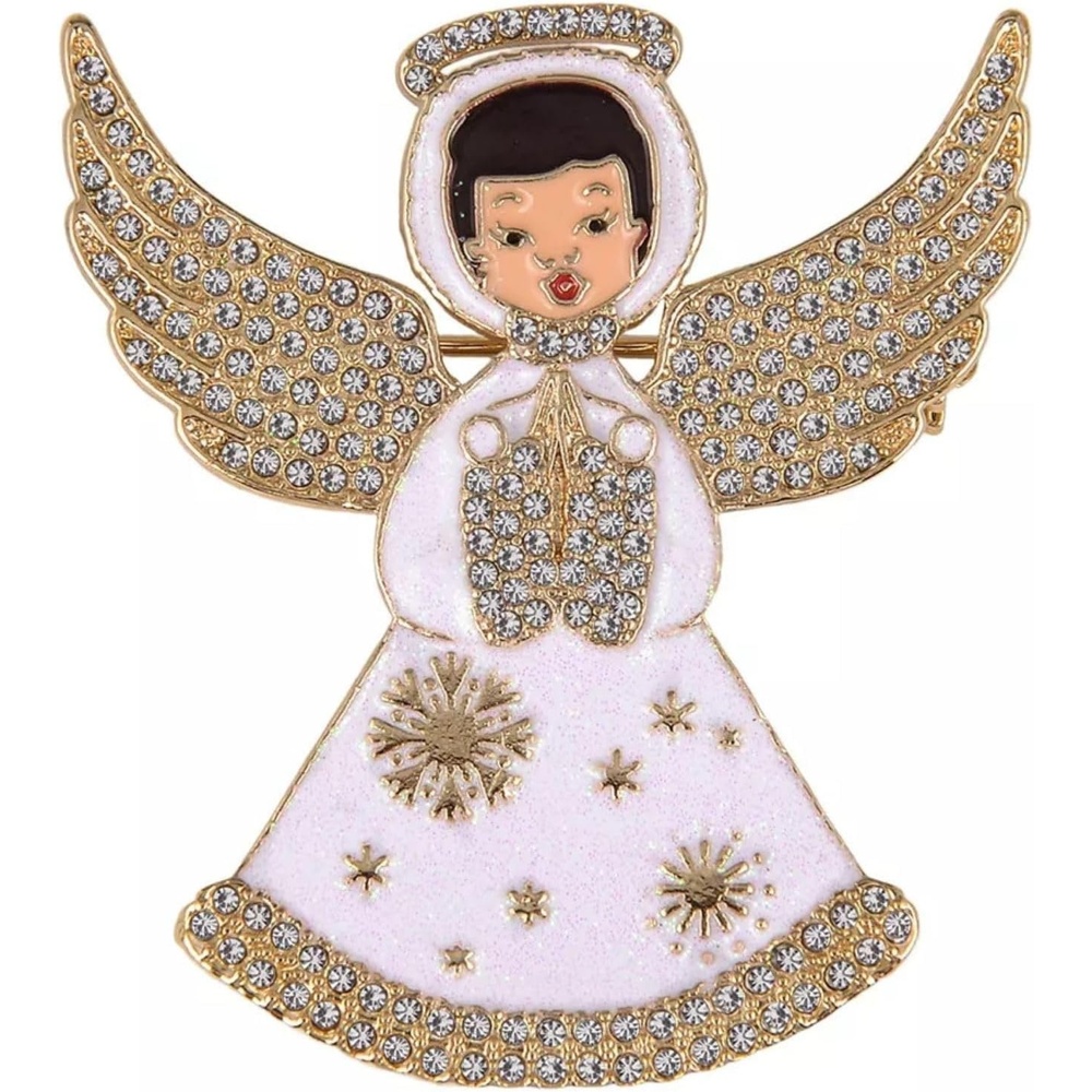 image:imageHallmark White Enamel and Stone Angel Pin