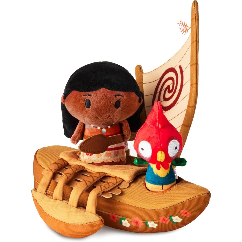 image:imageHallmark itty Bitty Disney Moana Plush Toys Set of 3 Moana and Heihei with Boat Gift for Kids Collectors Fans