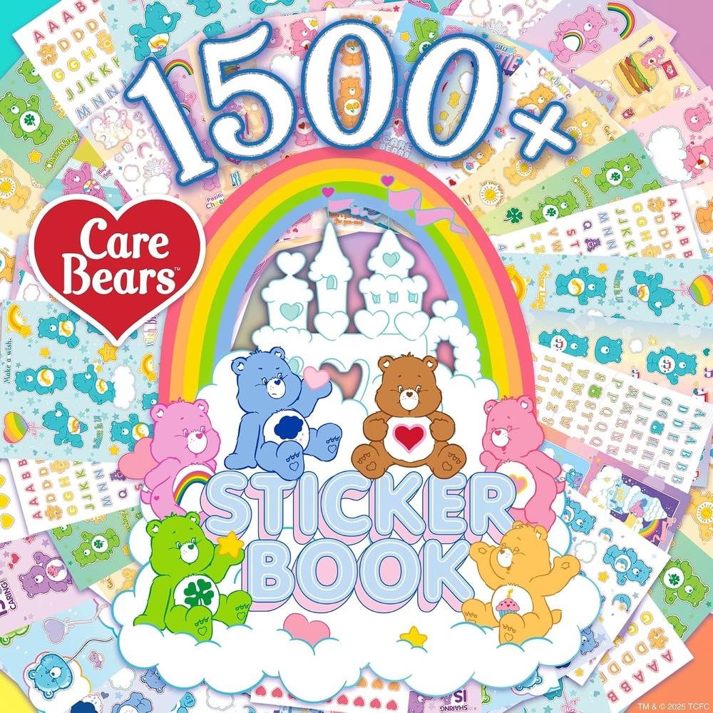 image:imageHorizon Group USA Sticker Book with Large and Small Sizes Kids Stationary for Water Bottle Notebooks and Party Favors Rainbow BriteCare Bears