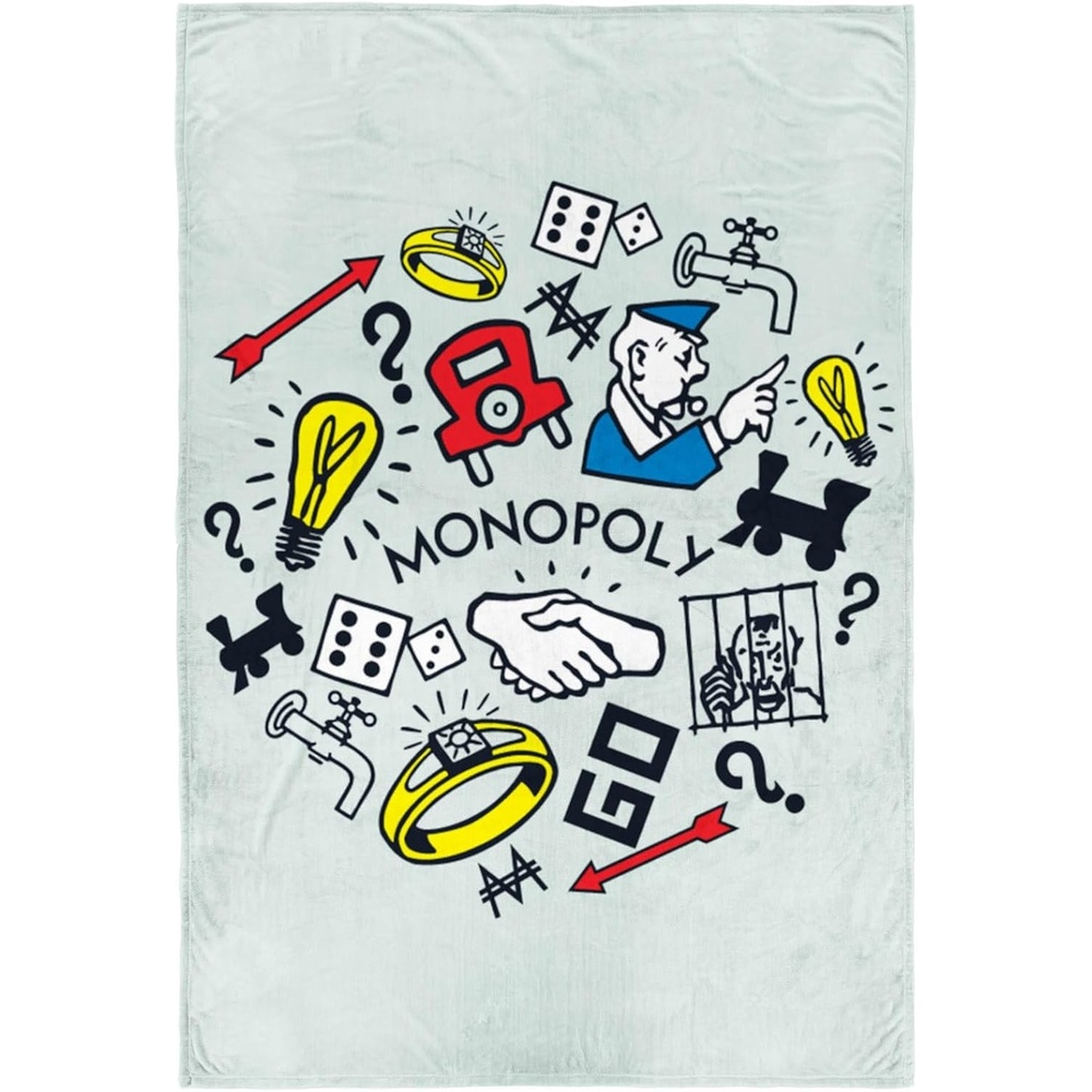 image:imageJay Franco Kids Plush Throw Blanket  Soft amp Comfy 50x70 Inches Throw for Couch or Bed  Cozy Home Dcor for Living Room amp Bedroom Multi  Rainbow BriteGreen  Monopoly