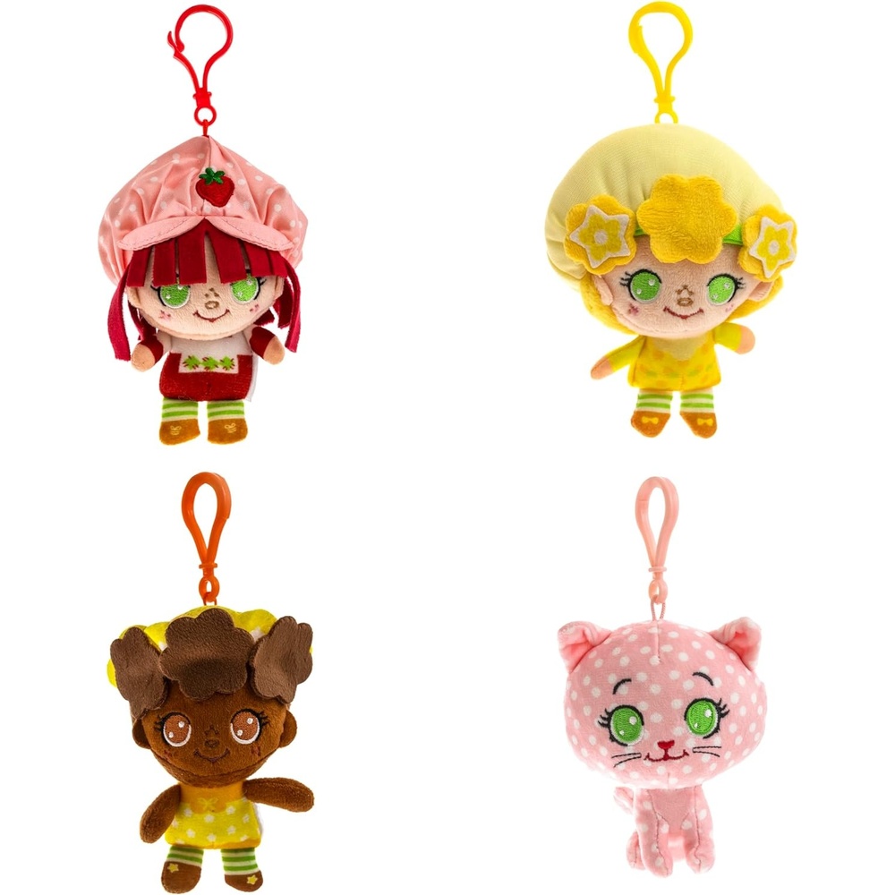 image:imageRainbow Brite 4Pack Set with Rainbow Brite Twink Starlite Puppy Brite 4inch Plush ClipOnsStrawberry Shortcake Backpack Clips