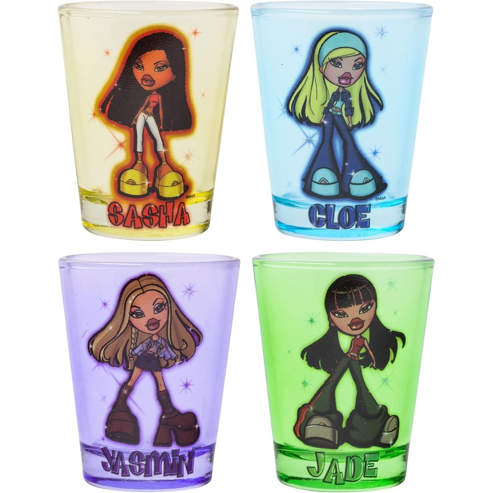 image:imageSilver Buffalo Rainbow Brite 4 Piece Mini Glass Set Featuring Starlite Twink Rainbow Brite and Puppy Brite 15 OuncesBratz Sparkle