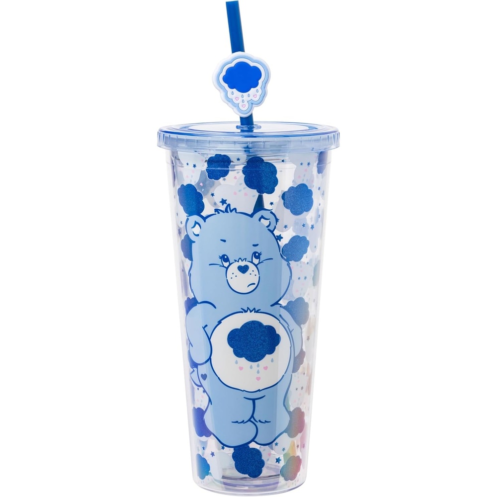 image:imageSilver Buffalo Rainbow Brite Plastic Cold Cup with Lid and Straw Topper 24 OuncesCare Bears Grumpy Bear